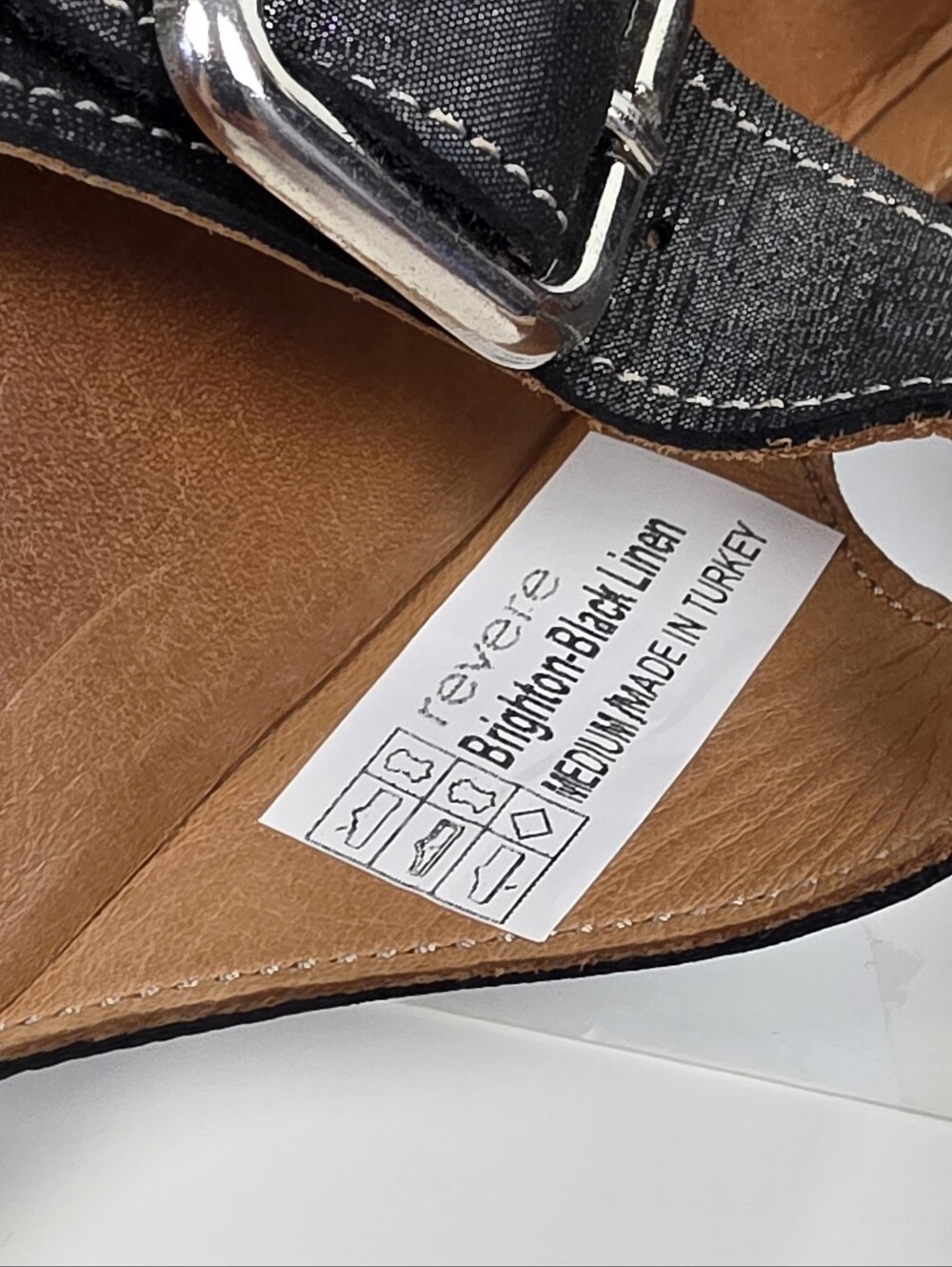 Revere Brighton Slide Sandals Black Linen NEW - 9 - Picture 12 of 12